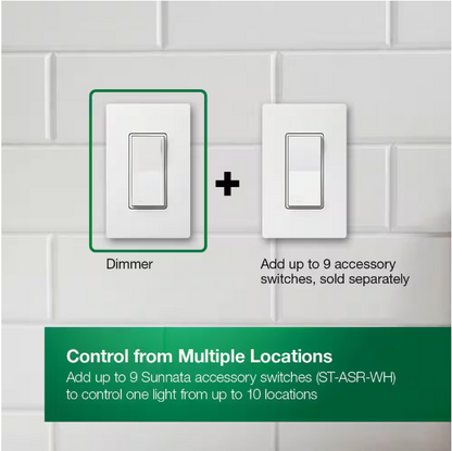 Lutron Sunnata Touch Dimmer Switch, for LED and Incandescent Bulbs, 150-Watt LED/3 Way or Multi Location, White (STCL-153MR-WH)