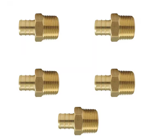 Apollo 3/4 in. Brass PEX-B Barb x 3/4 in. Male Pipe Thread Adapter (5-Pack)