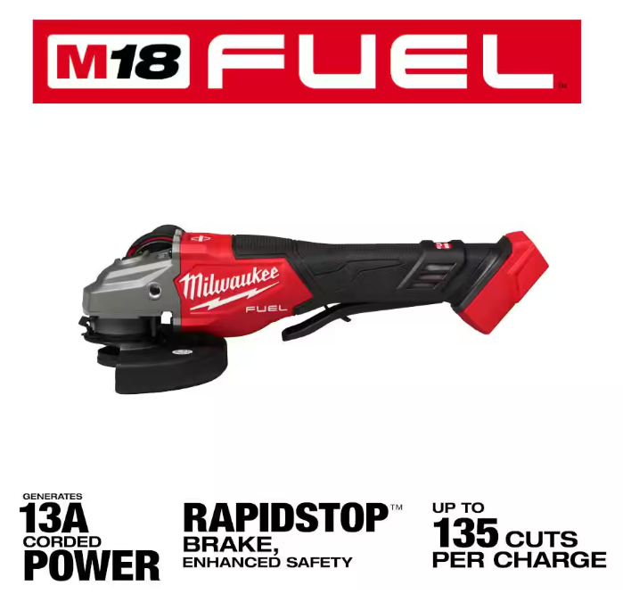 Milwaukee M18 FUEL 18-Volt Lithium-Ion Brushless Cordless 4-1/2 in./6 in. Braking Grinder with Paddle Switch (Tool-Only)