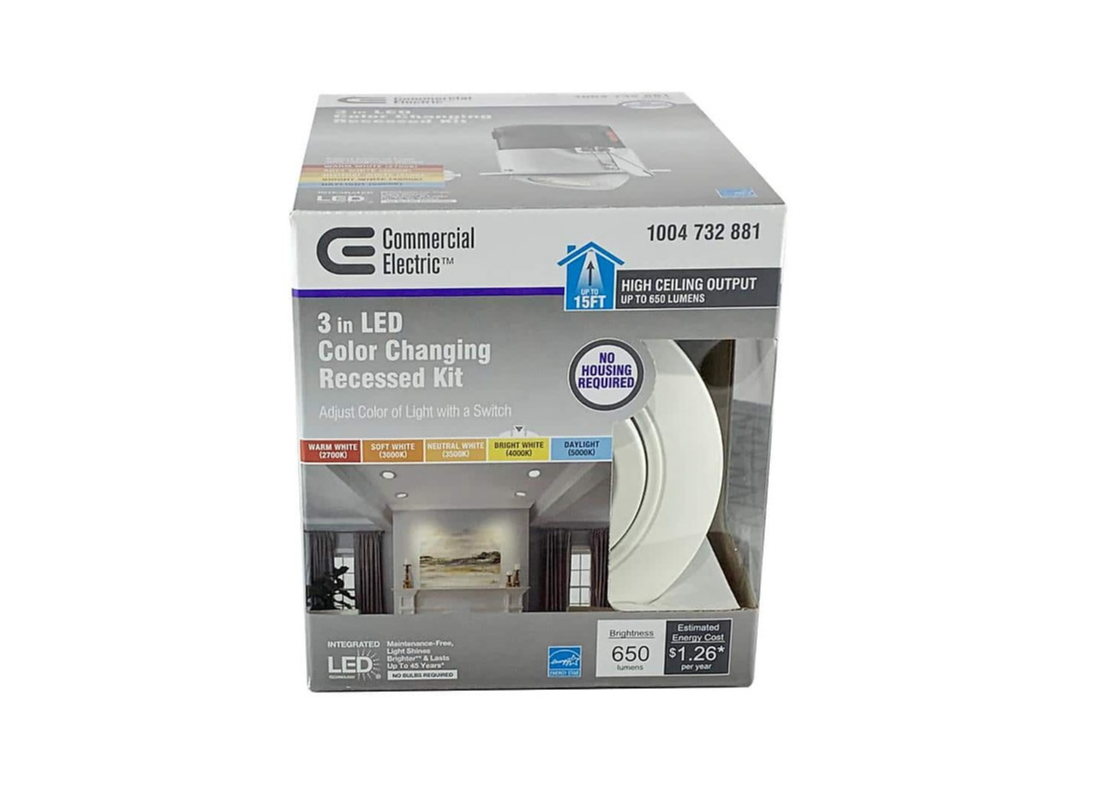 4-Pack Commercial Electric Premium Downlight 3 in. 2700K - 5000K White New Construction/Remodel Recessed Integrated LED Gimbal Kit
