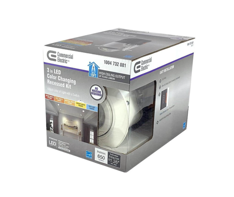 4-Pack Commercial Electric Premium Downlight 3 in. 2700K - 5000K White New Construction/Remodel Recessed Integrated LED Gimbal Kit