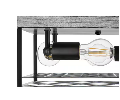 Hampton Bay Heather Glen 12.4 in. 4-Light Black Square Flush Mount, Industrial Ceiling Light