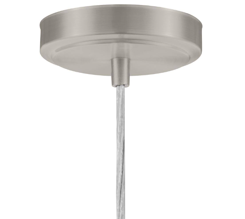 Hampton Bay Gillian 1-Light Brushed Nickel Cone Mini Pendant with Clear Hammered Glass, Pendant Light for Kitchen