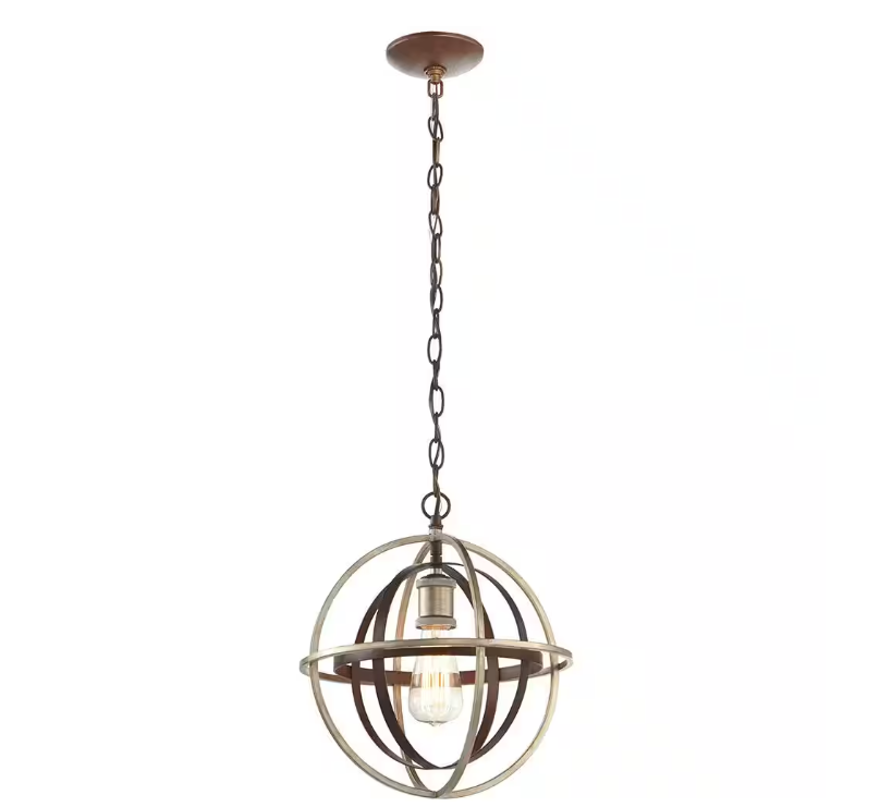 Home Decorators Collection Barton Bay 1-Light Bronze and Champagne Pewter Orb Mini Pendant Hangling Light