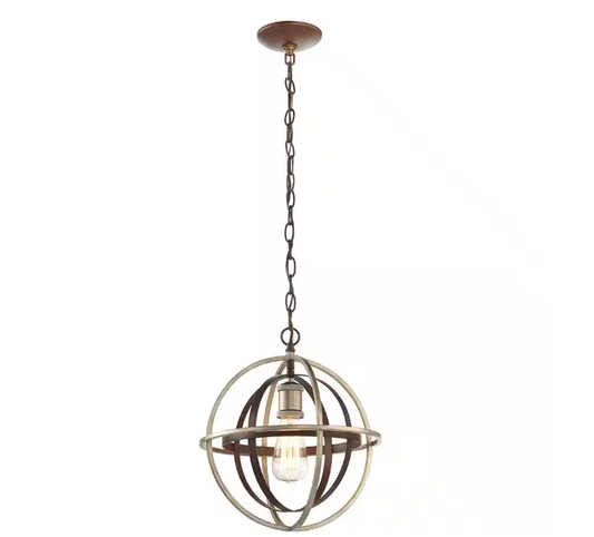 Home Decorators Collection Barton Bay 1-Light Bronze and Champagne Pewter Orb Mini Pendant Hangling Light