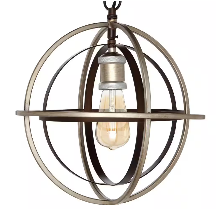 Home Decorators Collection Barton Bay 1-Light Bronze and Champagne Pewter Orb Mini Pendant Hangling Light