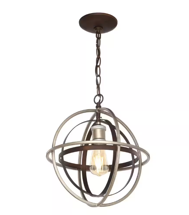 Home Decorators Collection Barton Bay 1-Light Bronze and Champagne Pewter Orb Mini Pendant Hangling Light