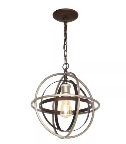 Home Decorators Collection Barton Bay 1-Light Bronze and Champagne Pewter Orb Mini Pendant Hangling Light