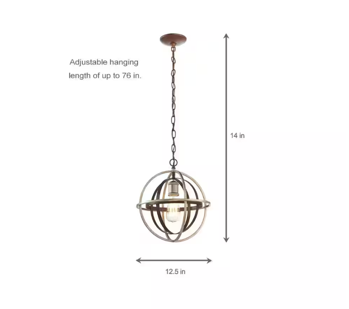 Home Decorators Collection Barton Bay 1-Light Bronze and Champagne Pewter Orb Mini Pendant Hangling Light