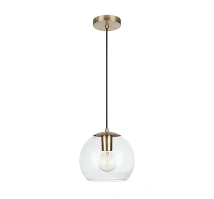 Home Decorators Collection 1-Light Antique Brass and Glass Mini-Pendant
