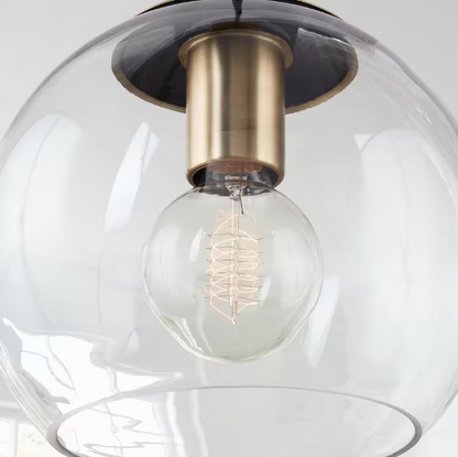 Home Decorators Collection 1-Light Antique Brass and Glass Mini-Pendant