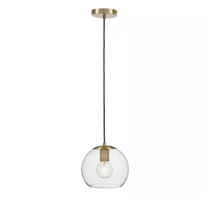 Home Decorators Collection 1-Light Antique Brass and Glass Mini-Pendant