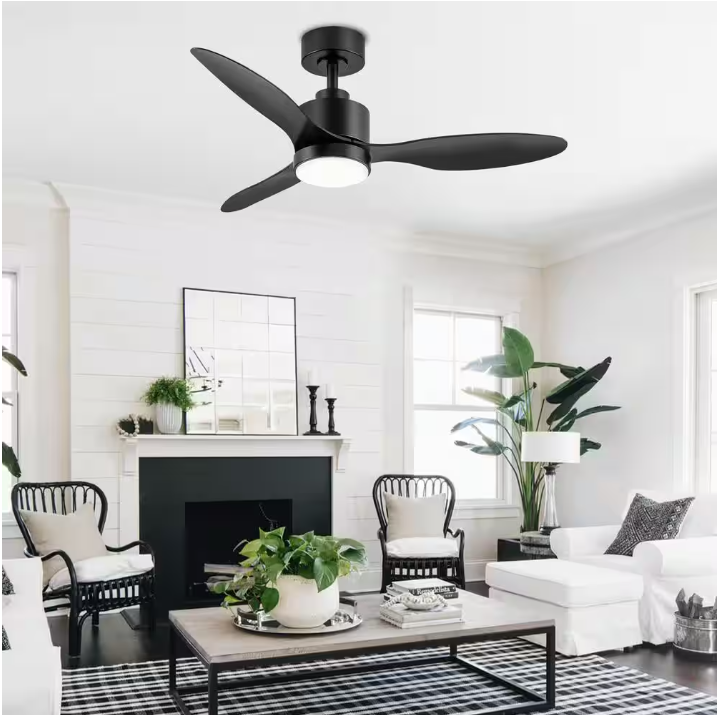 Breezary Sawyer 42 in. Indoor Black Ceiling Fan with Integrated LED Light and Remote Control Included