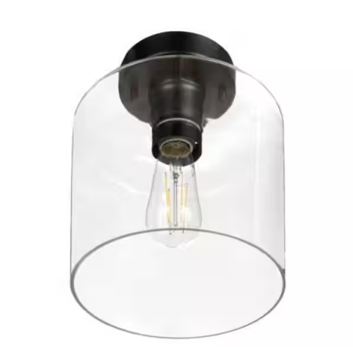 Hampton Bay Westbrook 8 in. 1-Light Matte Black Flush Mount