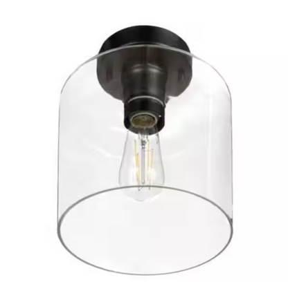 Hampton Bay Westbrook 8 in. 1-Light Matte Black Flush Mount