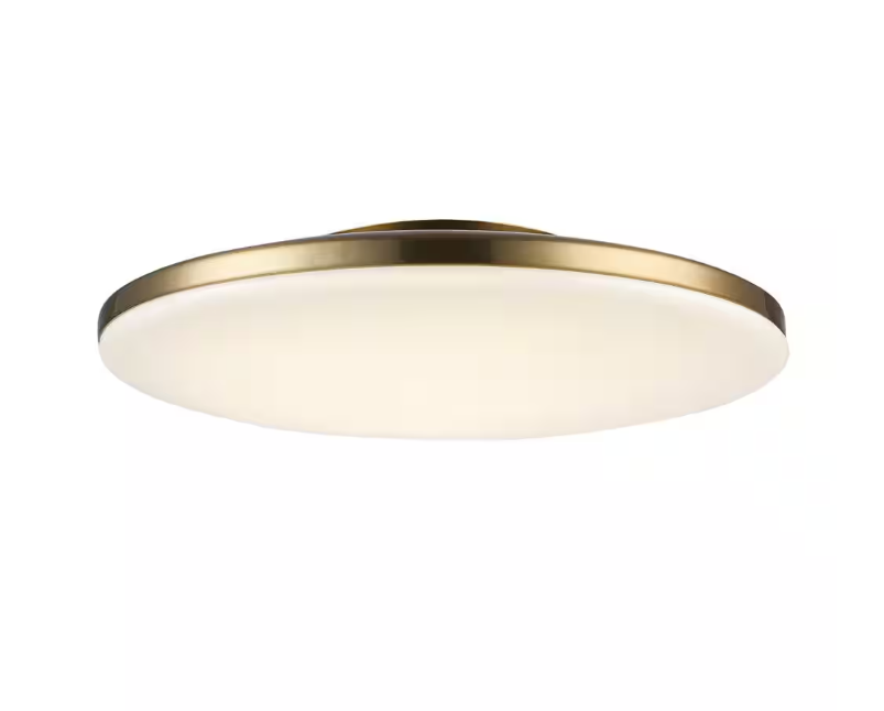 Monteaux Lighting 13 in. Brass Integrated LED Semi-Flush Mount Ceiling Light with Acrylic Shade