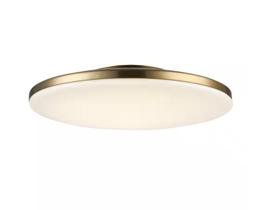 Monteaux Lighting 13 in. Brass Integrated LED Semi-Flush Mount Ceiling Light with Acrylic Shade