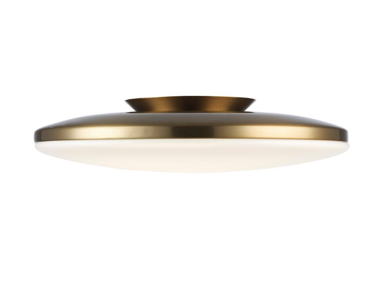 Monteaux Lighting 13 in. Brass Integrated LED Semi-Flush Mount Ceiling Light with Acrylic Shade