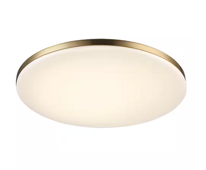 Monteaux Lighting 13 in. Brass Integrated LED Semi-Flush Mount Ceiling Light with Acrylic Shade