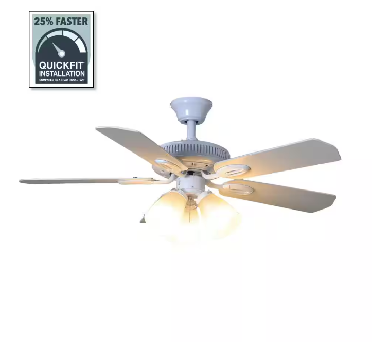 Hampton Bay Glendale 42 in. LED Indoor White Ceiling Fan with Light Kit