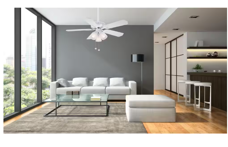 Hampton Bay Glendale 42 in. LED Indoor White Ceiling Fan with Light Kit