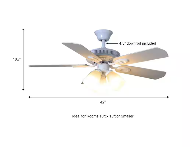Hampton Bay Glendale 42 in. LED Indoor White Ceiling Fan with Light Kit