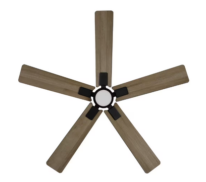 Hampton Bay Zandra II 52 in. Indoor/Outdoor Matte Black Ceiling Fan with Light Kit and Remote Included Powered by Hubspace