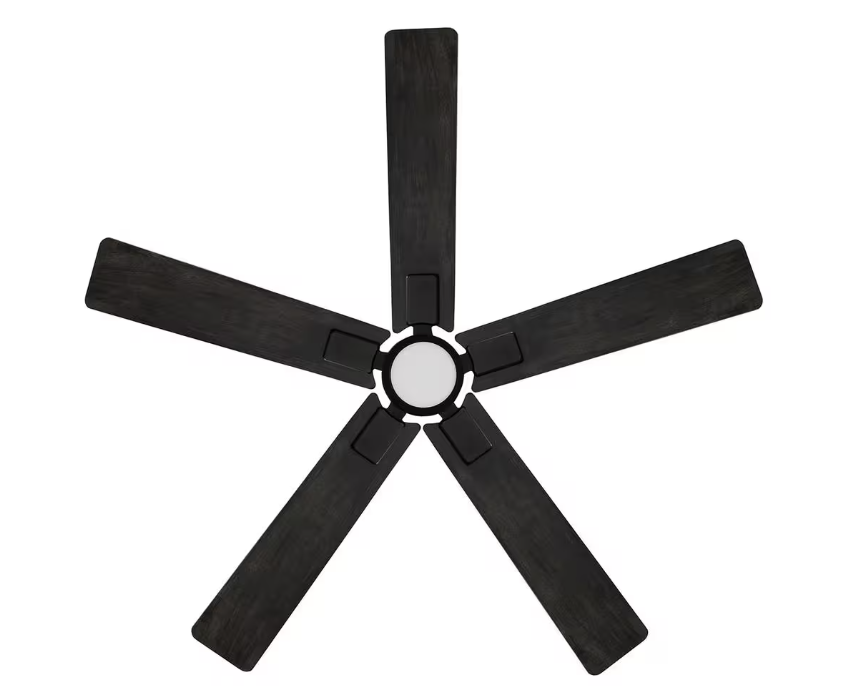 Hampton Bay Zandra II 52 in. Indoor/Outdoor Matte Black Ceiling Fan with Light Kit and Remote Included Powered by Hubspace
