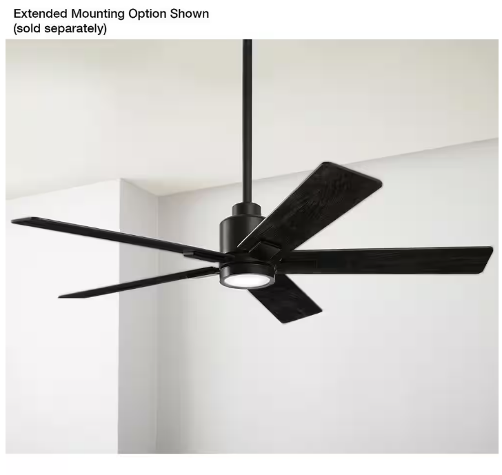 Hampton Bay Zandra II 52 in. Indoor/Outdoor Matte Black Ceiling Fan with Light Kit and Remote Included Powered by Hubspace
