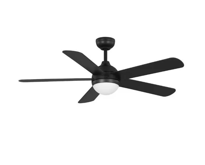 Hampton Bay Morland 52 in. Smart Indoor/Covered Outdoor Matte Black Ceiling Fan with Remote and Integrated LED Powered by Hubspace