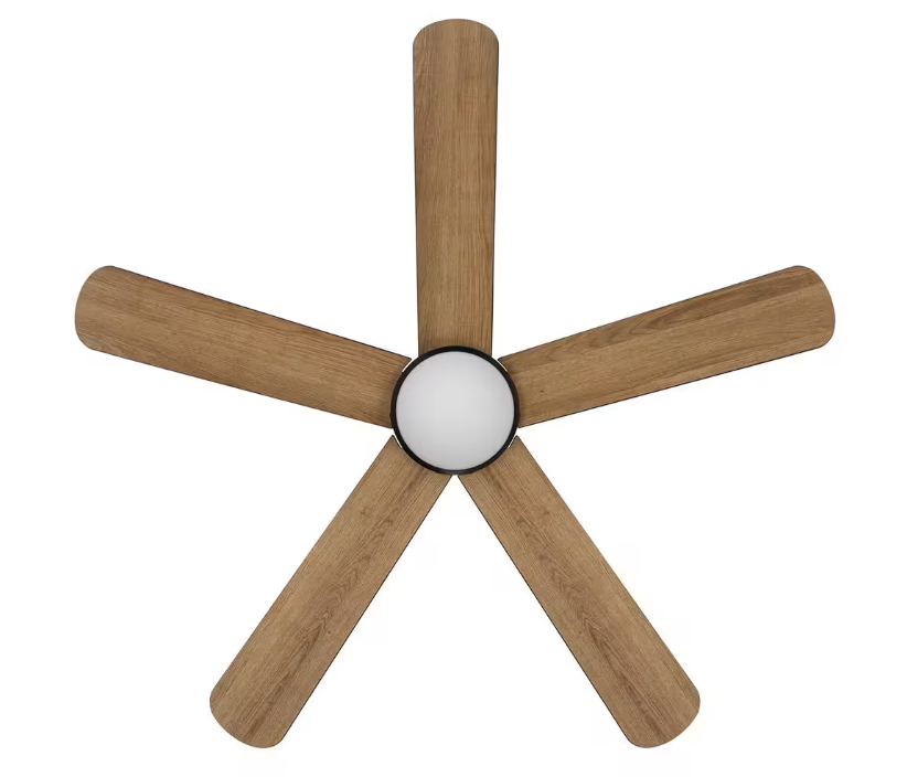 Hampton Bay Morland 52 in. Smart Indoor/Covered Outdoor Matte Black Ceiling Fan with Remote and Integrated LED Powered by Hubspace