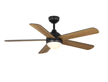 Hampton Bay Morland 52 in. Smart Indoor/Covered Outdoor Matte Black Ceiling Fan with Remote and Integrated LED Powered by Hubspace