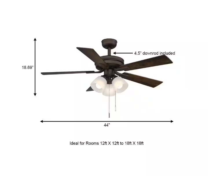 Hampton Bay Sinclair II 44 in. Indoor Oil Rubbed Bronze LED Ceiling Fan with Light