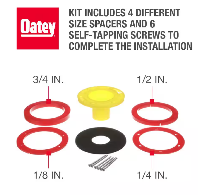 Oatey 1/4 in. - 1-5/8 in. Toilet Flange Extender Kit