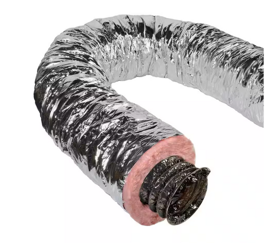 Master Flow 6 in. x 25 ft. Insulated Flexible Duct R6 Silver Jacket