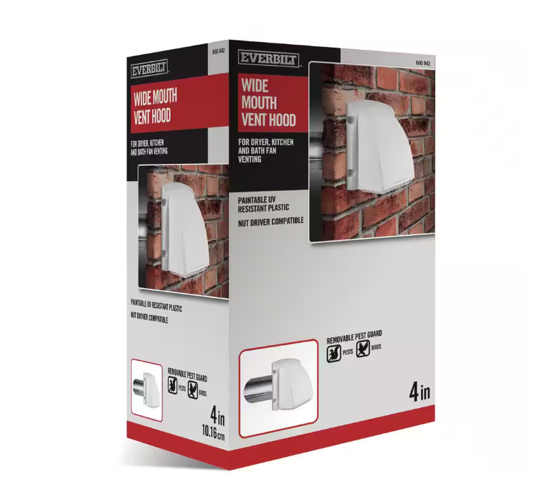 Everbilt Wide Mouth Dryer Vent Hood in White