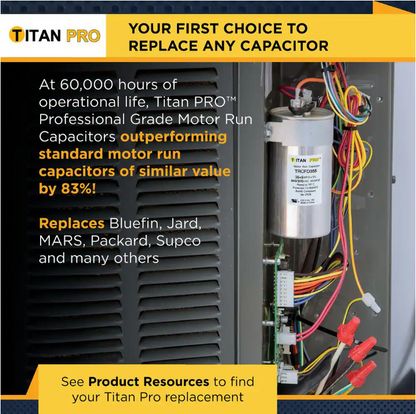 Packard TITAN PRO 55 Plus 5 MFD 440/370V Dual Voltage Round Run Capacitor