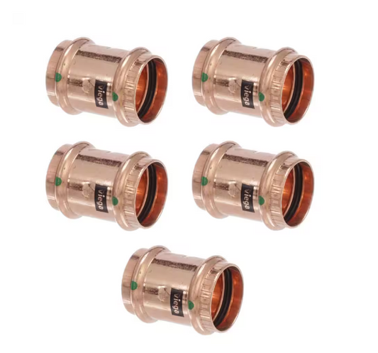 Viega ProPress 1-1/4 in. Press Copper Coupling with Stop (5-Pack)