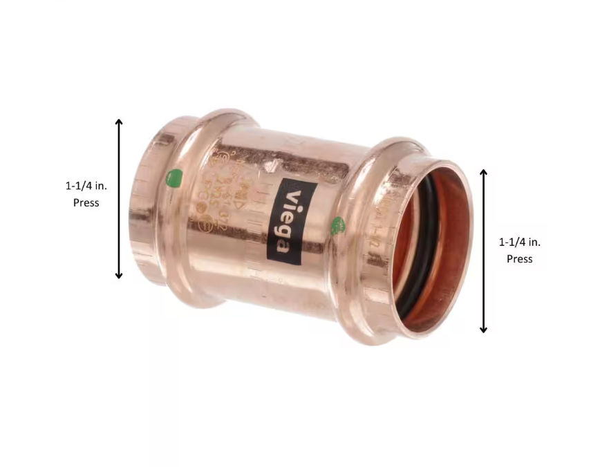 Viega ProPress 1-1/4 in. Press Copper Coupling with Stop (5-Pack)