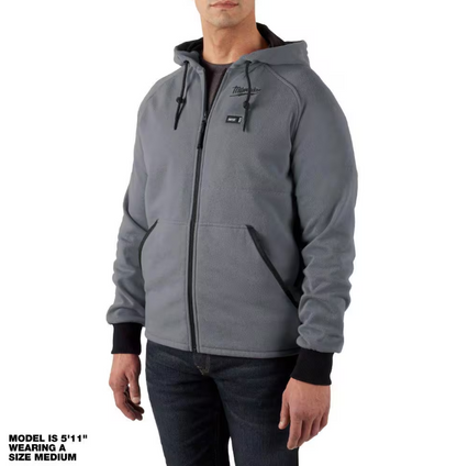 Milwaukee Men's Large M12 12-Volt Lithium-Ion Cordless Gray Heated Jacket Hoodie Kit with (1) 2.0 Ah Battery and Charger