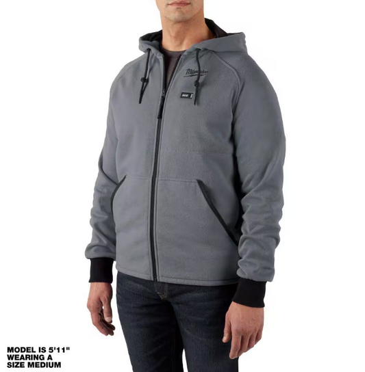 Milwaukee Men's Large M12 12-Volt Lithium-Ion Cordless Gray Heated Jacket Hoodie Kit with (1) 2.0 Ah Battery and Charger