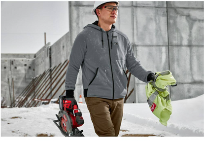 Milwaukee Men's Large M12 12-Volt Lithium-Ion Cordless Gray Heated Jacket Hoodie Kit with (1) 2.0 Ah Battery and Charger