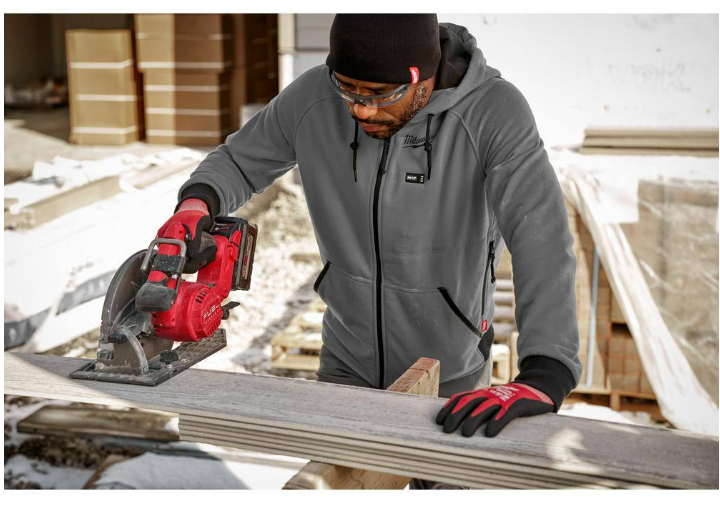 Milwaukee Men's Large M12 12-Volt Lithium-Ion Cordless Gray Heated Jacket Hoodie Kit with (1) 2.0 Ah Battery and Charger