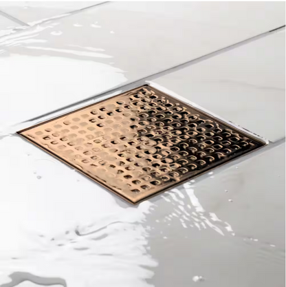 Oatey Designline 6 in. x 6 in. Stainless Steel Square Shower Drain with Square Pattern Drain Cover in Champagne Bronze