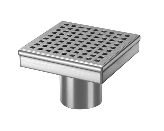 RELN 4 in. x 4 in. Stainless Steel Square Shower Drain with Square Pattern Drain Cover
