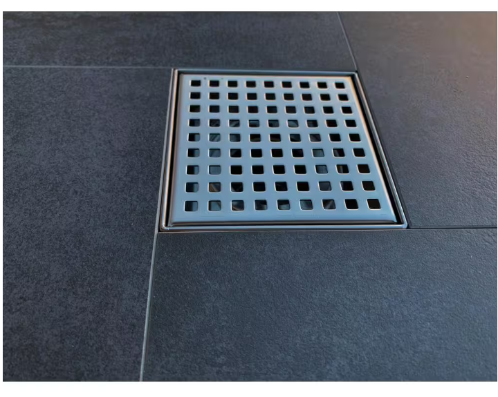 RELN 4 in. x 4 in. Stainless Steel Square Shower Drain with Square Pattern Drain Cover