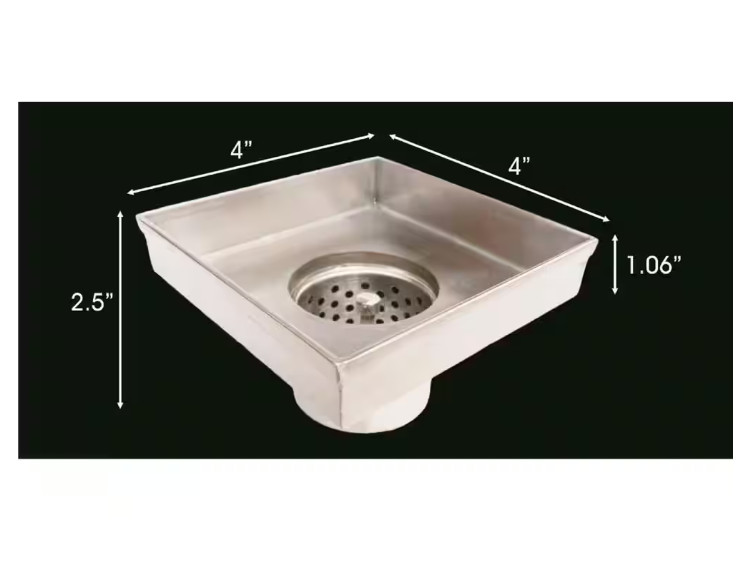 RELN 4 in. x 4 in. Stainless Steel Square Shower Drain with Square Pattern Drain Cover