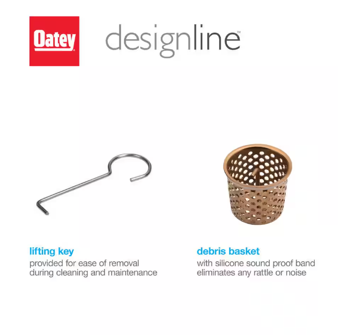 Oatey Designline 4 in. x 4 in. Stainless Steel Square Shower Drain with Square Pattern Drain Cover in Champagne Bronze