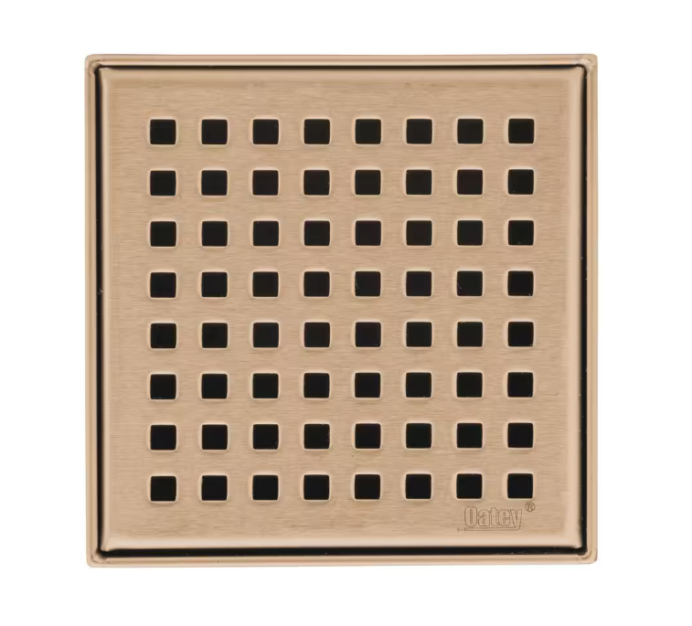 Oatey Designline 4 in. x 4 in. Stainless Steel Square Shower Drain with Square Pattern Drain Cover in Champagne Bronze