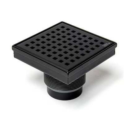 Oatey Designline 4 in. x 4 in. Stainless Steel Square Shower Drain with Square Pattern Drain Cover in Matte Black